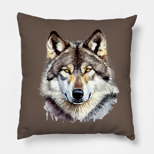 Wolf Art, Watercolor Painting Pillow by KOTOdesign