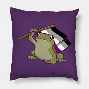 Asexual Pride Flag-Holding Frog Pillow