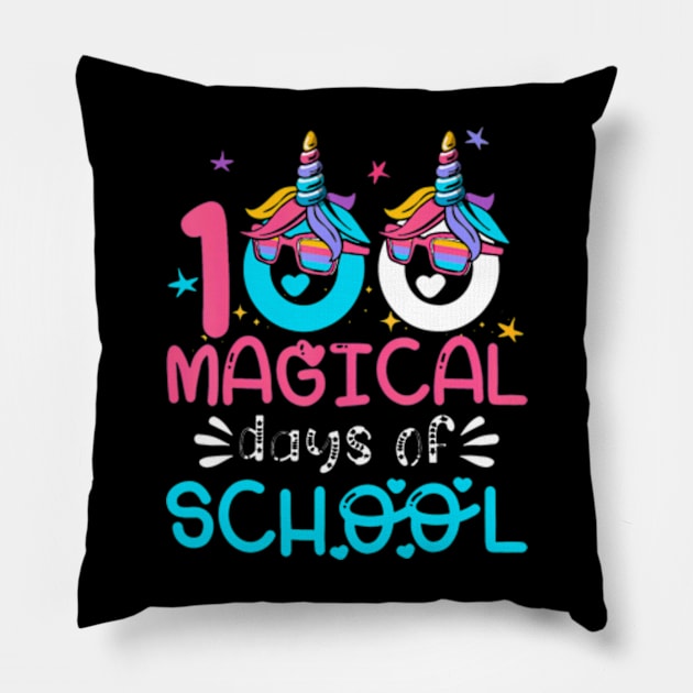 100th Day of Kindergarten For Girls 100 Magical Days Pillow by Cristian Torres