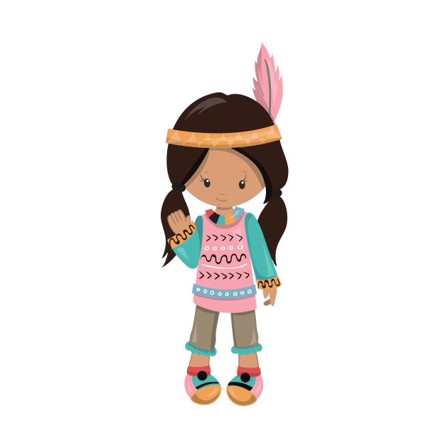 Native American Girl, Cute Girl, Brown Hair by Jelena Dunčević