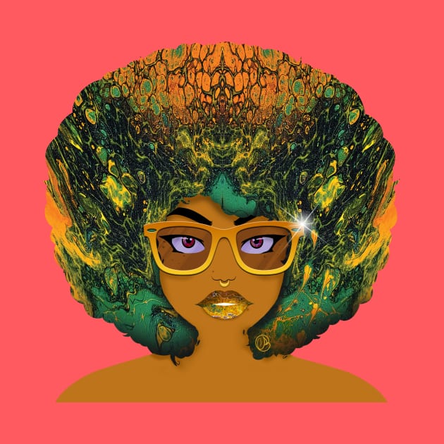 Galaxy Girl Green Afro by FinalBeatComics
