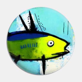 Colorful Tropical Fish Painting in Blue and Yellow Pin