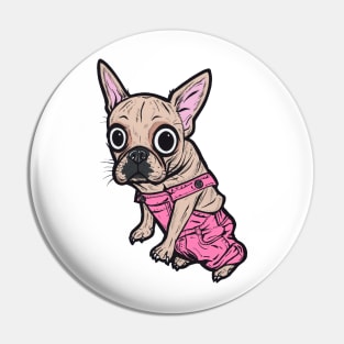 French Bulldog Pink Overalls Pin