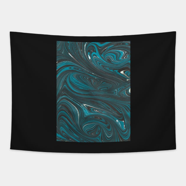 Blue Swirl Paper Marbling Tapestry by artdamnit