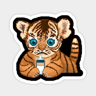 Cute baby tiger holding a bottle of milk Magnet