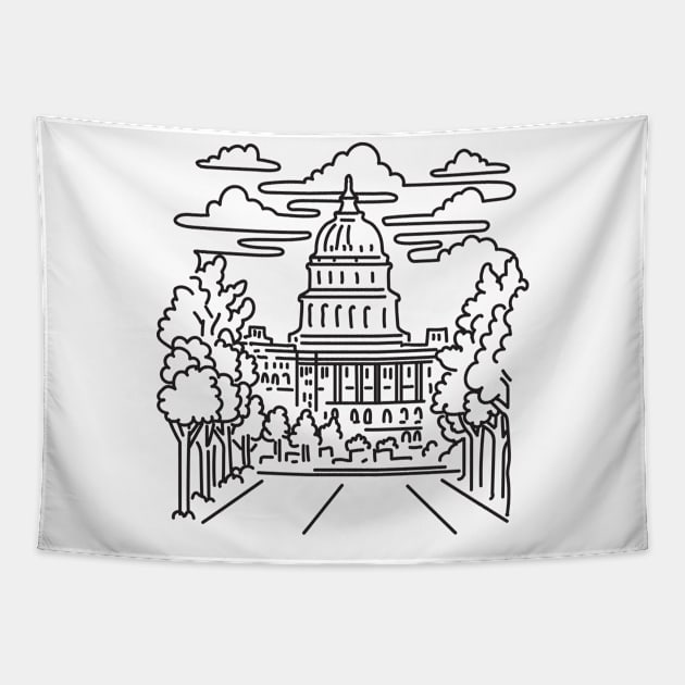 US Capitol Building in Washington DC USA Monoline Art Tapestry by patrimonio