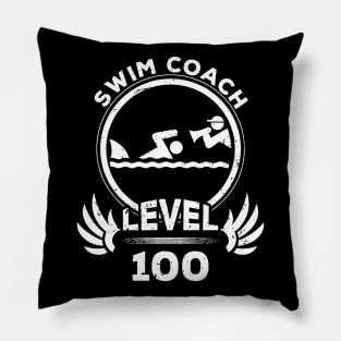 Level 100 Swim Coach Swimming Trainer Gift Pillow