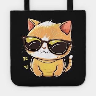 Cute ginger cat wearing sunglasses Tote