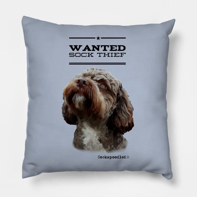 Cockapoo / Doodle Dog Sock Thief Pillow by WoofnDoodle 