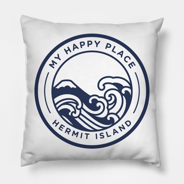 Hermit island, happy place Pillow by Doodlehive 