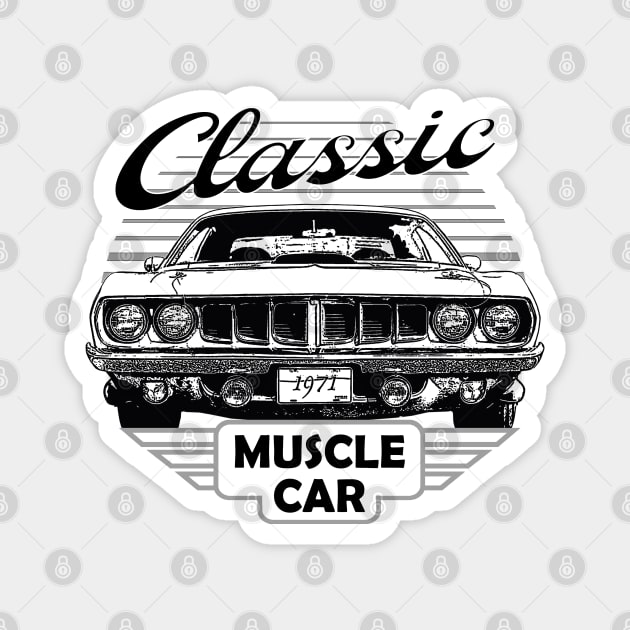 Plymouth Hemi Cuda Classic American Muscle Car 70s Magnet by Jose Luiz Filho