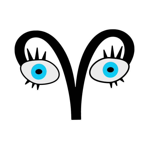 Aries Eyes - Aries Horoscope. Big blue eyes with Aries symbol for eyebrows. Includes sticker set. by innerspectrum