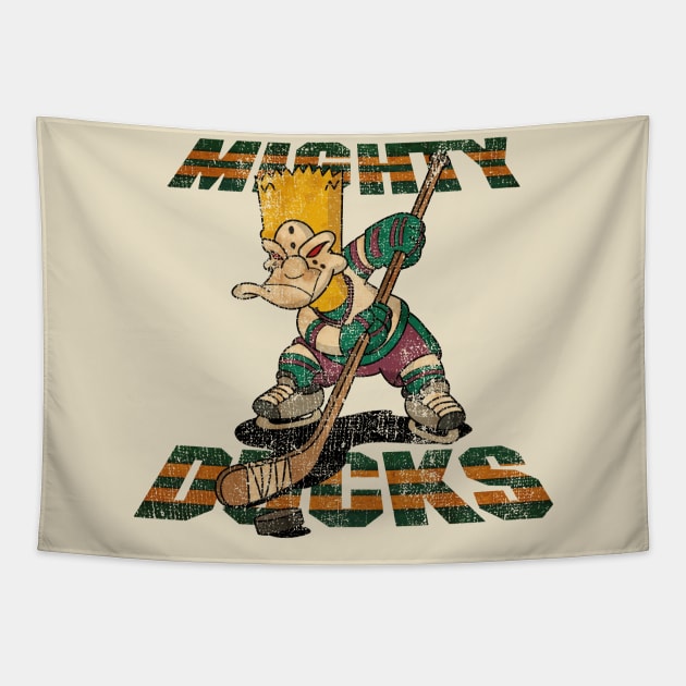 RETRO MIGHTY DUCKS FIGHT Tapestry by wesgemblung