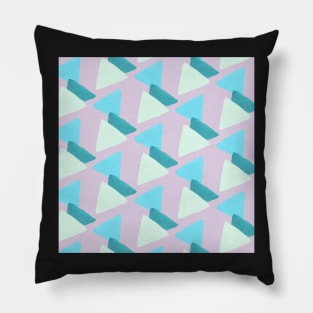 Modern Pastel Pink Blue Green Geometric Triangle Pattern Pillow