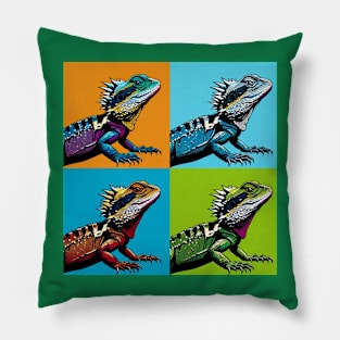 Australian Water Dragon Pop Art - Cool Lizard Pillow