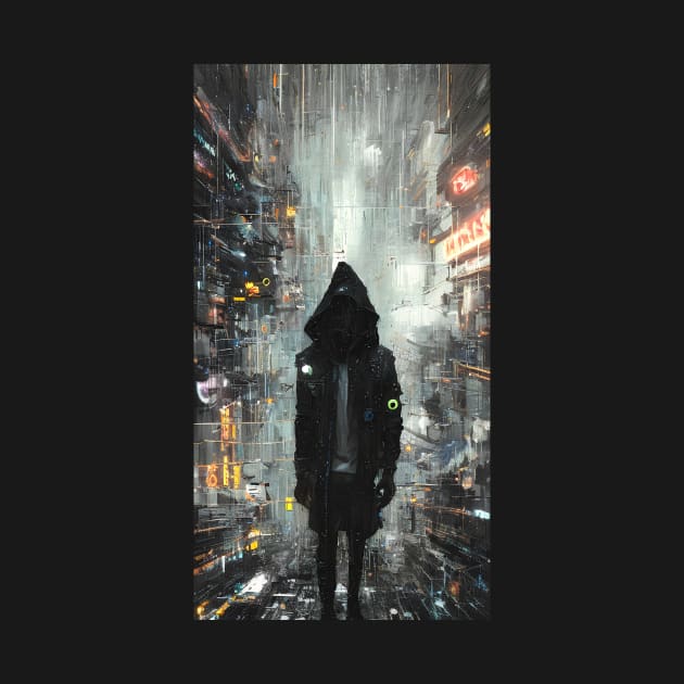 Extra Dimensional Hooded Figure In City by Trip Tank