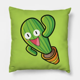 Funny cactus pot with happy face Pillow