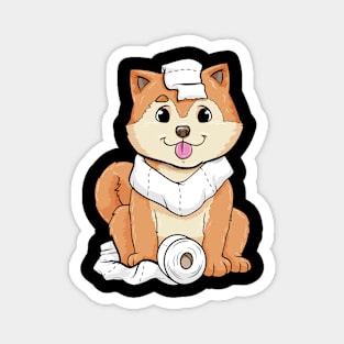 Dog puppy with Roll of Toilet paper Magnet