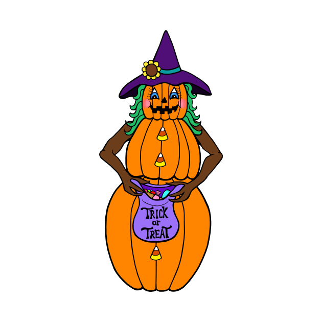 Trick Or Treat Halloween Pumpkin Witch by Art by Deborah Camp