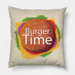 Watercolor Burger Time Pillow