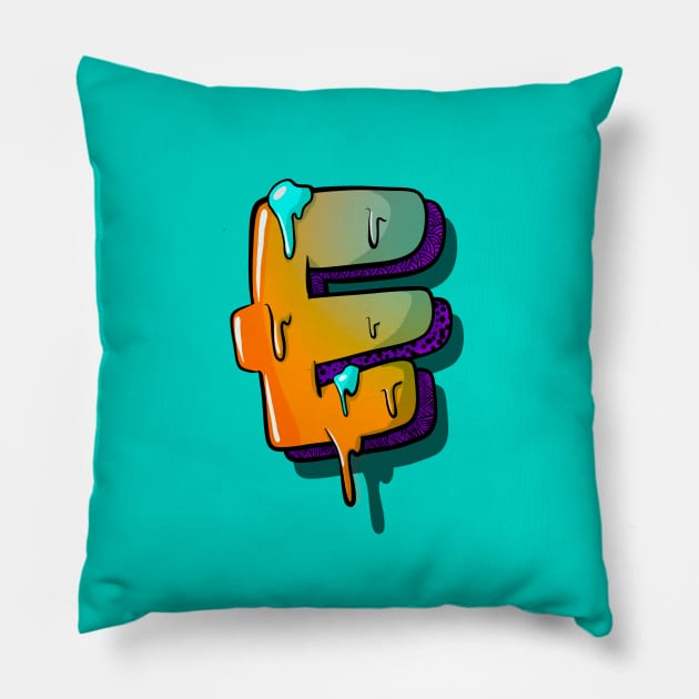 Simple E Graffiti Artwork Pillow by Lookify