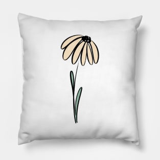 line art flower--cream Pillow