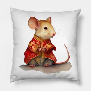Watercolor Chinese Zodiac Year of the Rat Pillow