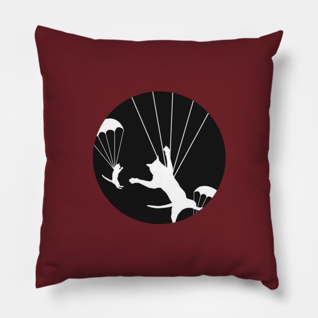 Parachuting Cats Pillow by The Constant Podcast