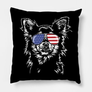 Proud Chihuahua American Flag sunglasses dog Pillow