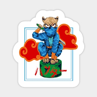 cat japanese samurai character Magnet