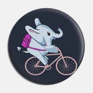 Elephant Back To School Bike Funny Pin