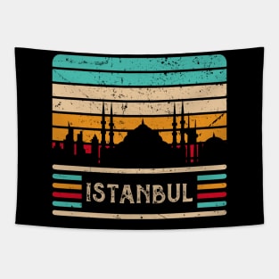 Istanbul Vintage Skyline Sultan Mosque Turkey Tapestry