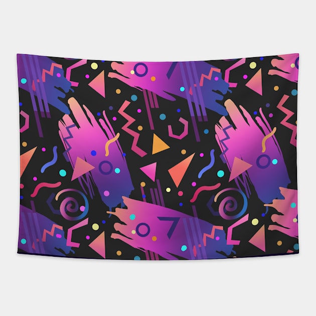 90s Colourful Neon Pattern Tapestry by Druids Tower