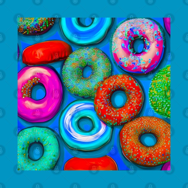 Colorful Donuts Teal by BlakCircleGirl