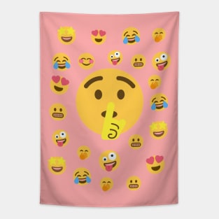 Funny Emoji Sticker Smile Happy Emotion Secret Tapestry