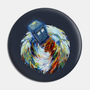 Blue Phone booth jump into time Vortex Pin