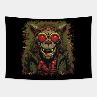 Vintage Design - Green Monster, a Horrifying Illustration. Tapestry