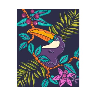 Tropical Toucan Bird, Jungle Wildlife Colorful Botanical T-Shirt