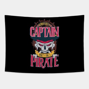 work like a captain party like a pirate funny Tapestry