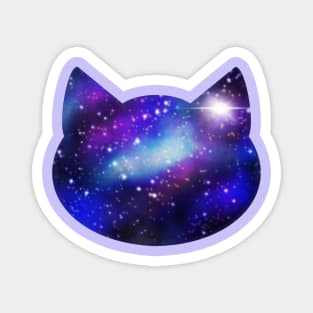 Womens Galaxy Cat Head Silhouette Magnet