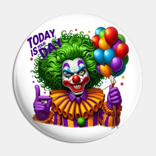 Festive Clown Celebration Design Pin