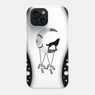 The black wolf and the mandala moon Phone Case