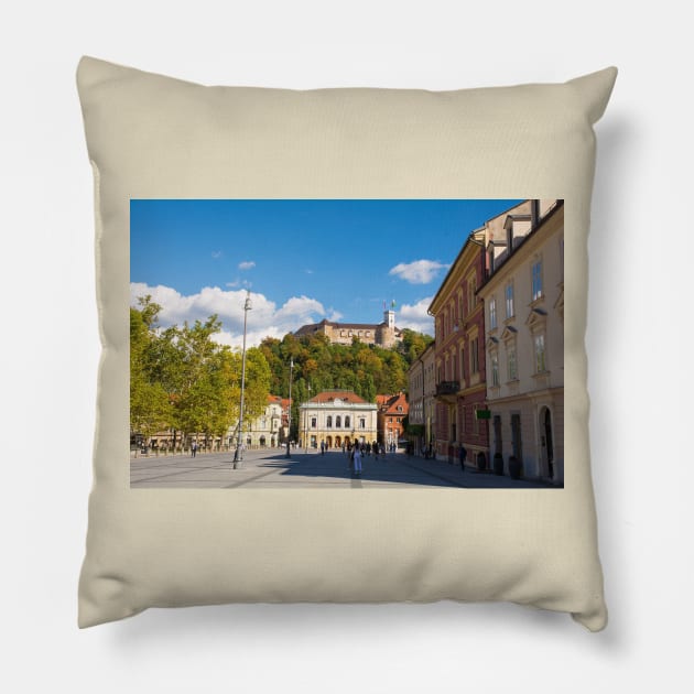 Congress Square in Ljubljana, Slovenia Pillow by jojobob