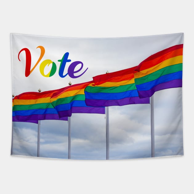 Vote for Gay Rights LGBTQ Flag Tapestry by epiclovedesigns