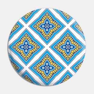 Ornamental floral mandala blue #5 Pin