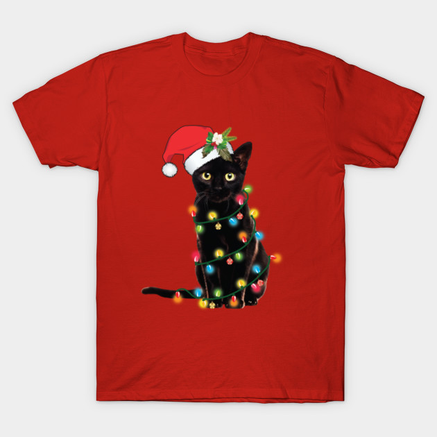 Santa Black Cat Tangled Up In Lights Christmas Santa Santa Cat