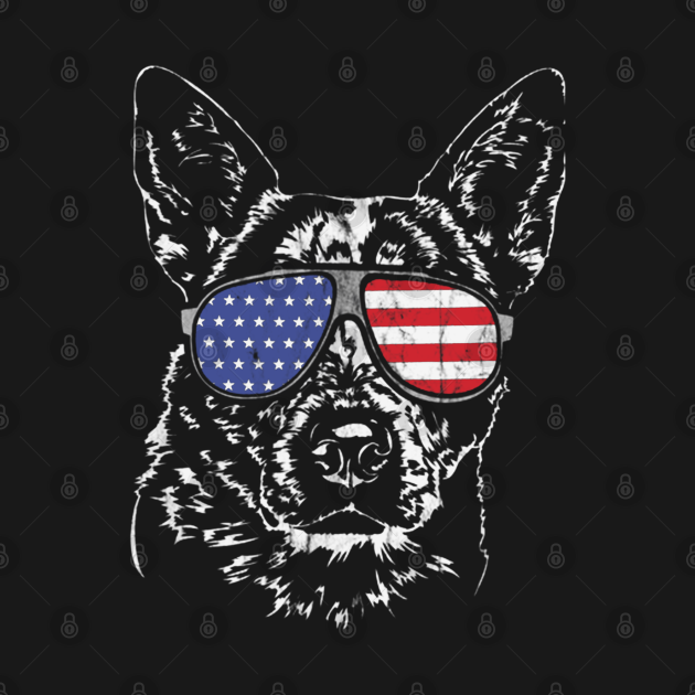 Disover Proud Cattle Dog Heeler Glasses American Flag - Cattle Dog - T-Shirt