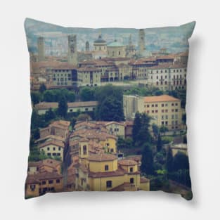 View from the top of the mountain Italy sightseeing trip photography from city scape Milano Bergamo Lecco Pillow