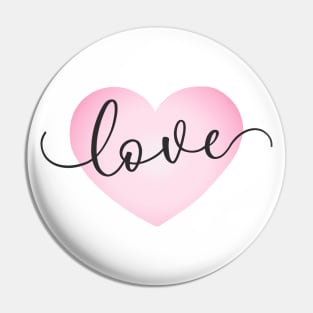 Simple Love Pink Heart Valentine's Day Calligraphy Pin