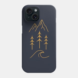 Mountains Trees & Waves - Golden Version Phone Case